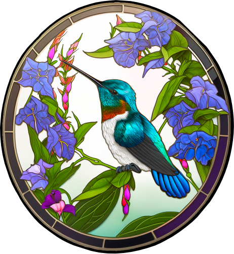 (s150-03-1L)  Stained Glass Hummingbird