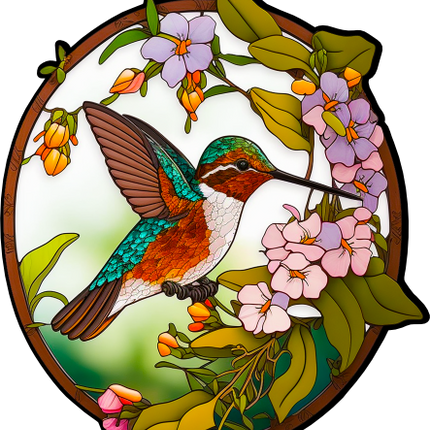 (s150-03-1N)  Stained Glass Hummingbird