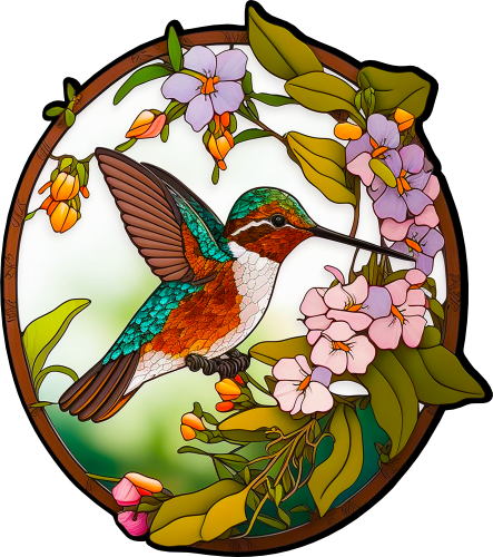 (s150-03-1N)  Stained Glass Hummingbird