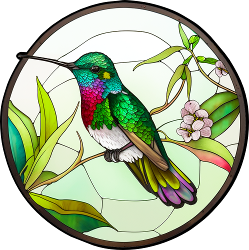 (s150-03-1O)  Stained Glass Hummingbird