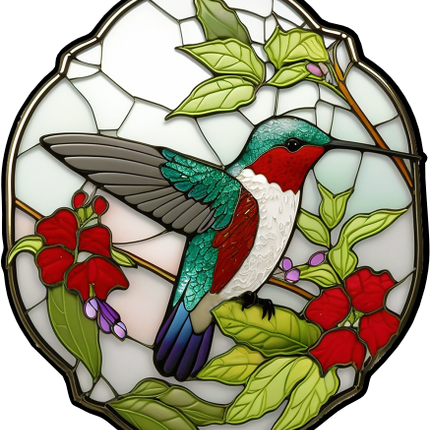(s150-03-1P)  Stained Glass Hummingbird