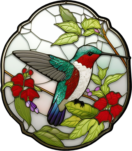 (s150-03-1P)  Stained Glass Hummingbird