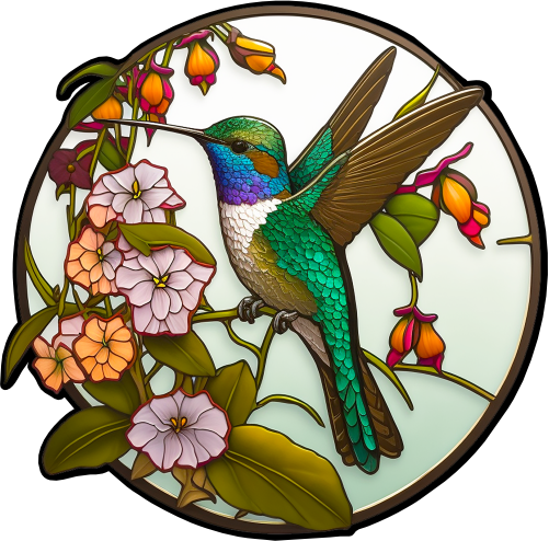 (s150-03-1Q)  Stained Glass Hummingbird