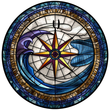 (150-30) Stained Glass Compass