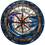 (150-30) Stained Glass Compass