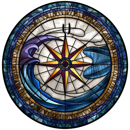 (150-30) Stained Glass Compass