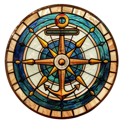 (150-30) Stained Glass Compass