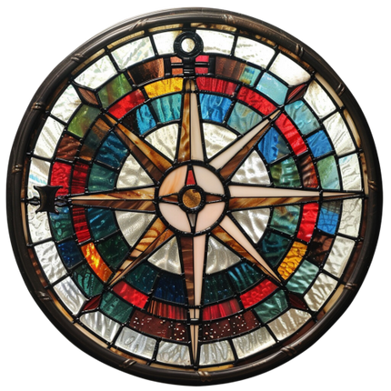 (150-30) Stained Glass Compass