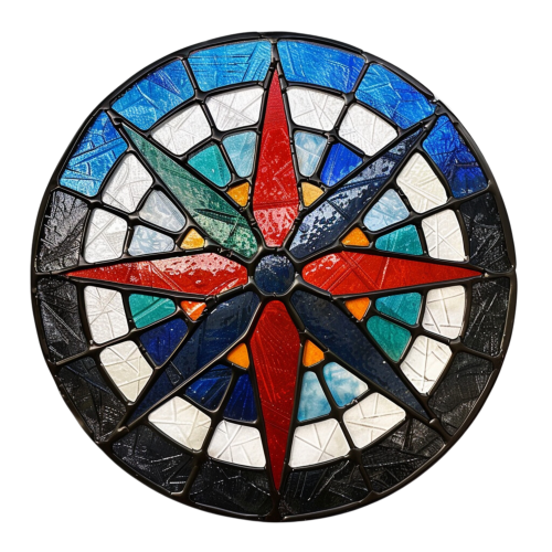 (150-30) Stained Glass Compass