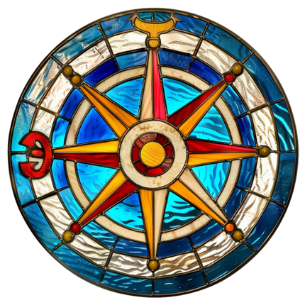 (150-30) Stained Glass Compass
