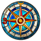 (150-30) Stained Glass Compass