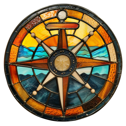 (150-30) Stained Glass Compass