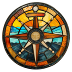 (150-30) Stained Glass Compass