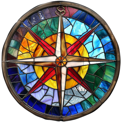 (150-30) Stained Glass Compass