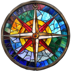 (150-30) Stained Glass Compass