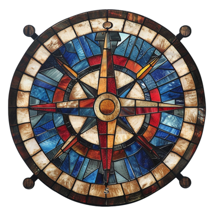 (150-30) Stained Glass Compass