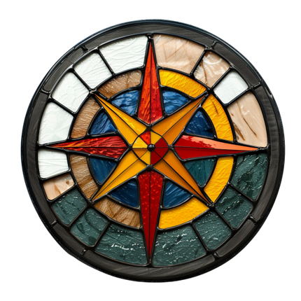 (150-30) Stained Glass Compass
