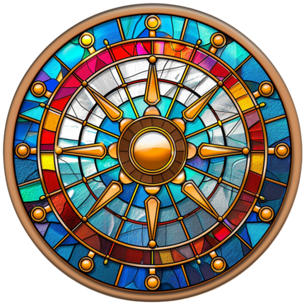 (150-30) Stained Glass Compass