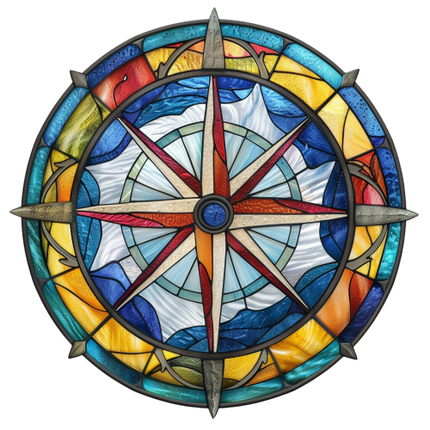 (150-30) Stained Glass Compass
