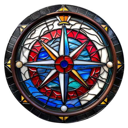 (150-30) Stained Glass Compass
