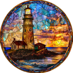(150-31) Stained Glass Lighthouse