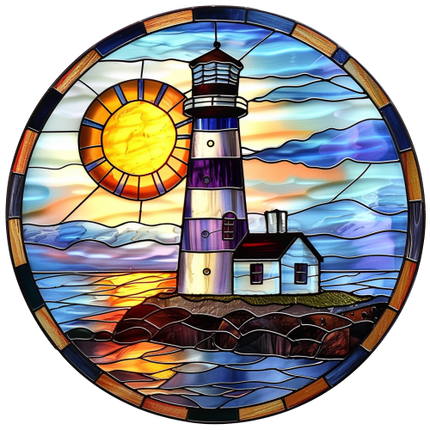 (150-31) Stained Glass Lighthouse