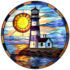 (150-31) Stained Glass Lighthouse