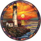 (150-31) Stained Glass Lighthouse