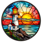 (150-31) Stained Glass Lighthouse