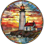 (150-31) Stained Glass Lighthouse