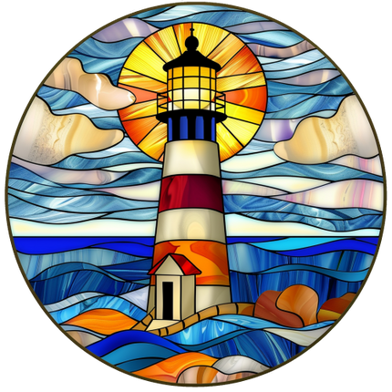(150-31) Stained Glass Lighthouse