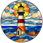 (150-31) Stained Glass Lighthouse