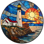 (150-31) Stained Glass Lighthouse
