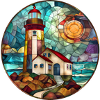 (150-31) Stained Glass Lighthouse