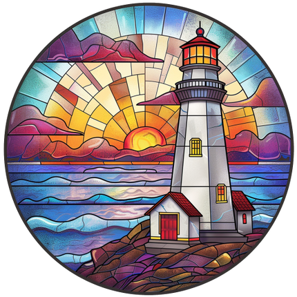 (150-31) Stained Glass Lighthouse