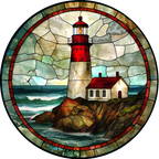 (150-31) Stained Glass Lighthouse