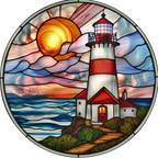 (150-31) Stained Glass Lighthouse