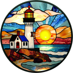 (150-31) Stained Glass Lighthouse