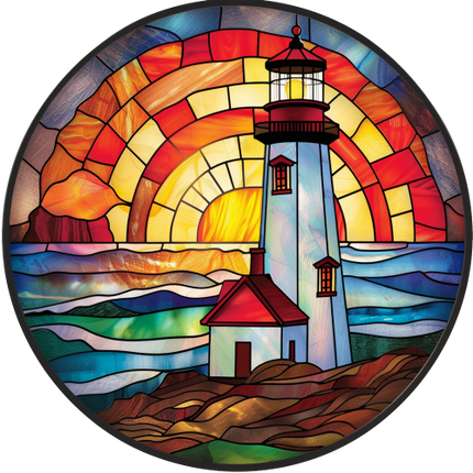 (150-31) Stained Glass Lighthouse