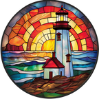 (150-31) Stained Glass Lighthouse