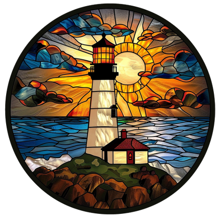 (150-31) Stained Glass Lighthouse