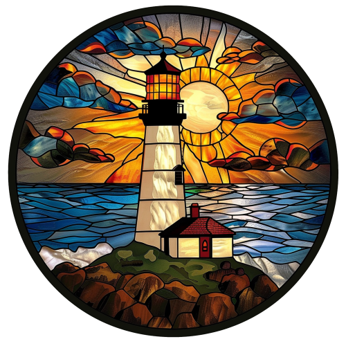 (150-31) Stained Glass Lighthouse