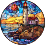 (150-31) Stained Glass Lighthouse