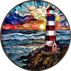 (150-31) Stained Glass Lighthouse