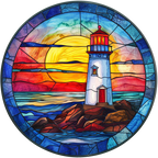 (150-31) Stained Glass Lighthouse