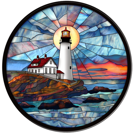 (150-31) Stained Glass Lighthouse