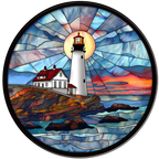 (150-31) Stained Glass Lighthouse