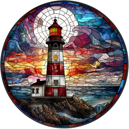 (150-31) Stained Glass Lighthouse
