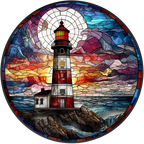 (150-31) Stained Glass Lighthouse