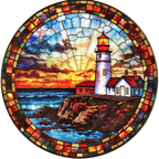 (150-31) Stained Glass Lighthouse